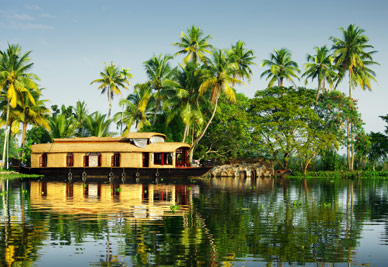 Houseboat in the backwaters of Kerala, India